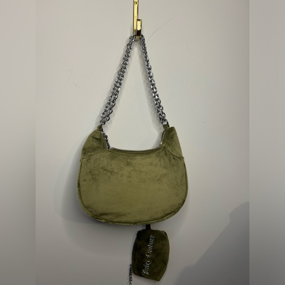 🇬🇧 UK Juicy Couture Moss Green Velour Hobo Bag - Picture 3 of 11